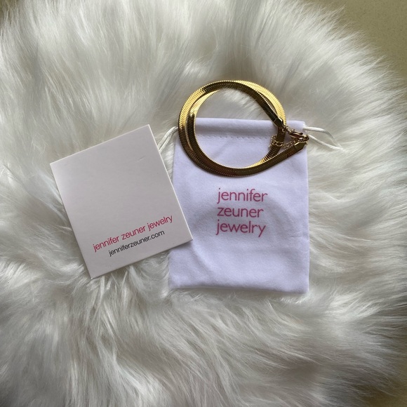 Jennifer Zeuner Hamilton Necklace Herringbone 14K gold IP Plating NEW